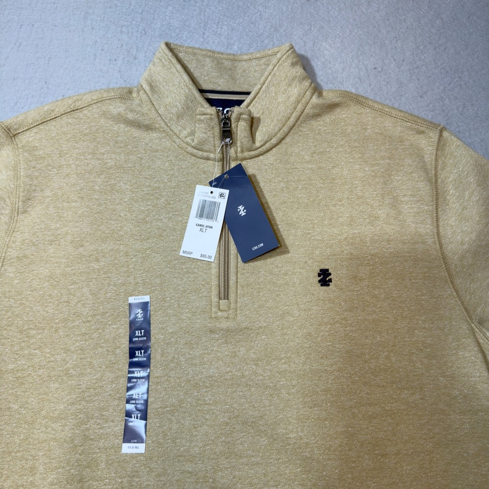 IZOD Quarter Zip Pullover‎ Mens XLT Camel New Advantage Performance Big & Tall